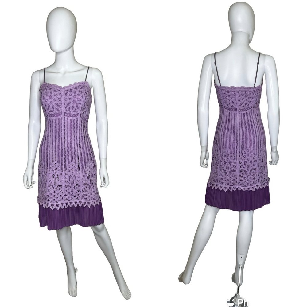 Betsey Johnson New York 90s Pleated Crochet Dress in Lavender/Purple size 4